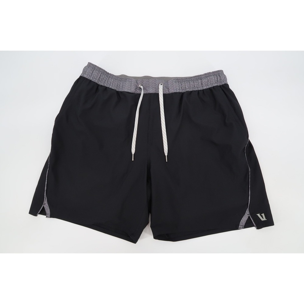 Vuori Trail Shorts Mens Large Black Gray 6" Inseam Running Performance Lined